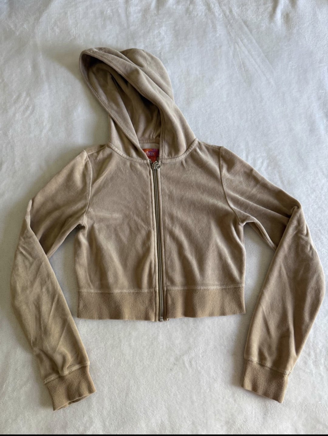 Cropped velvet zip up
