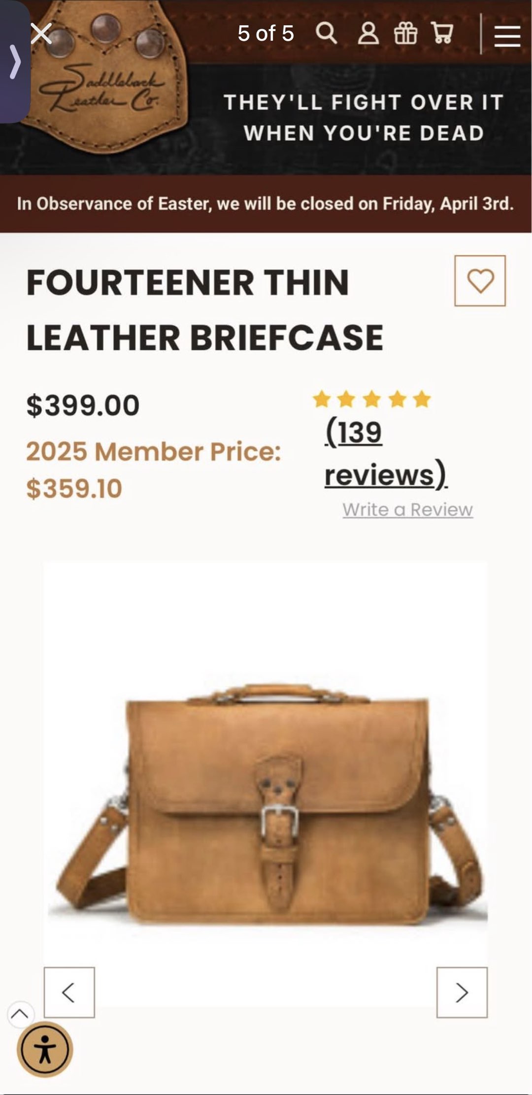 Saddlebqoc leather co FOURTEENER THIN LEATHER BRIEFCASE photo 5