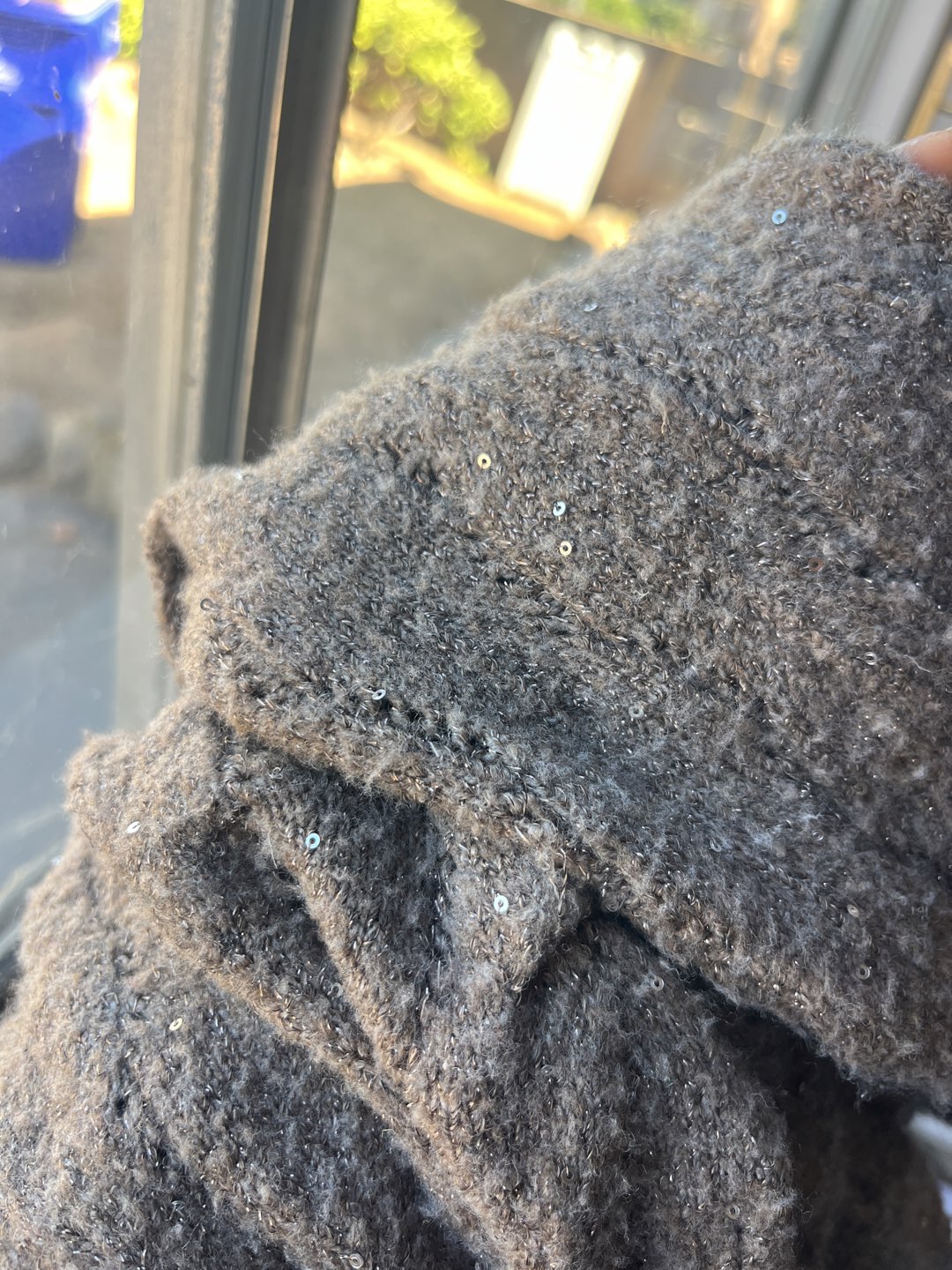 brown shimmery sweater photo 3