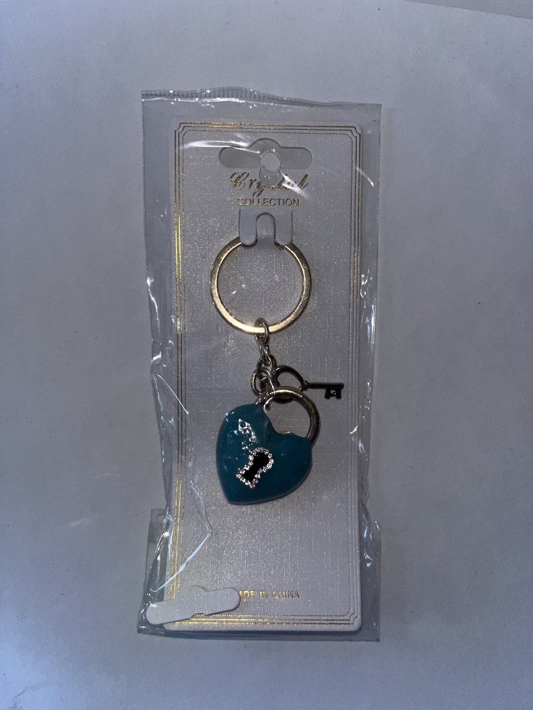 Blue heart locket keychain photo 2