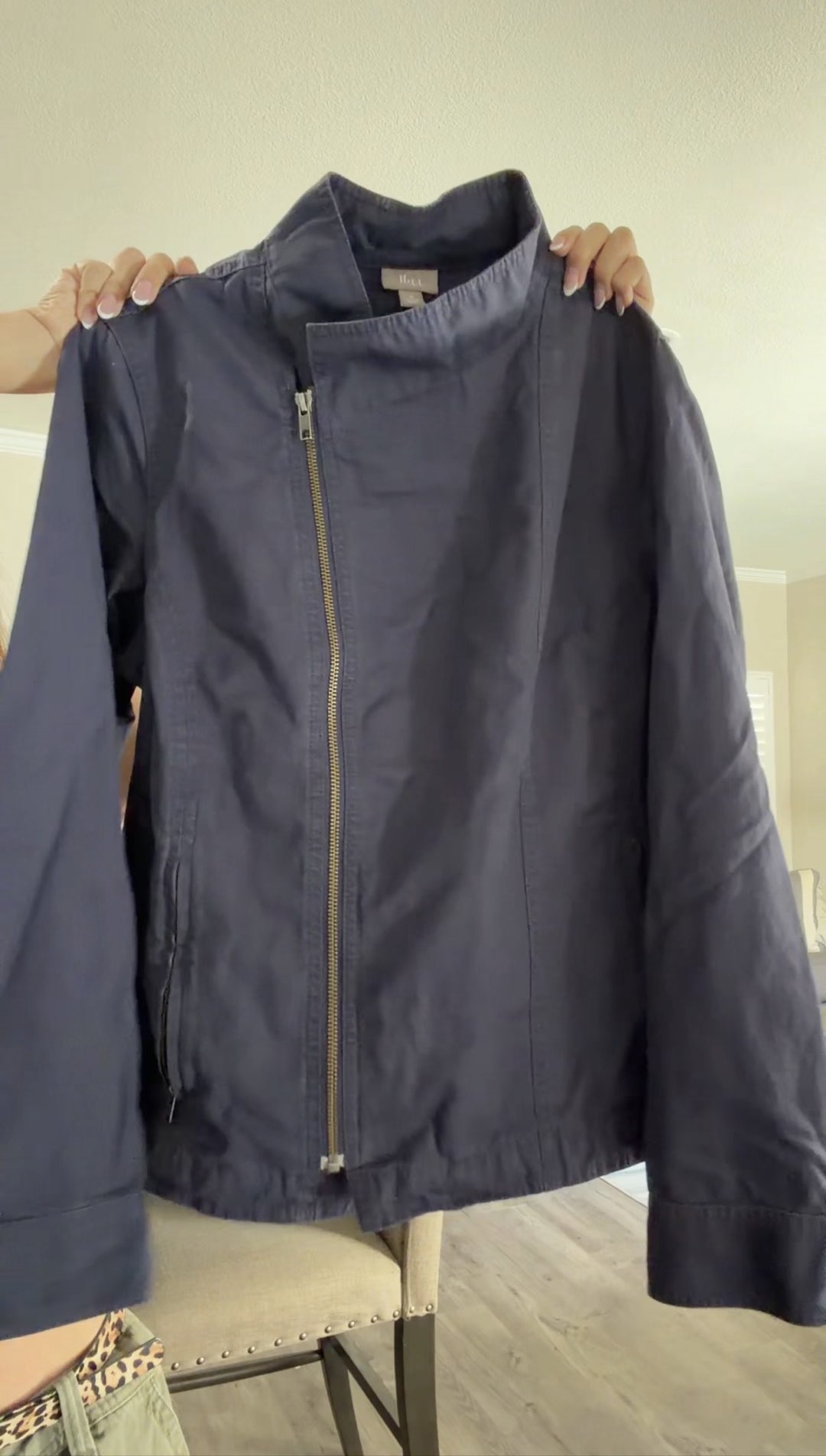 unique navy blue zip up
