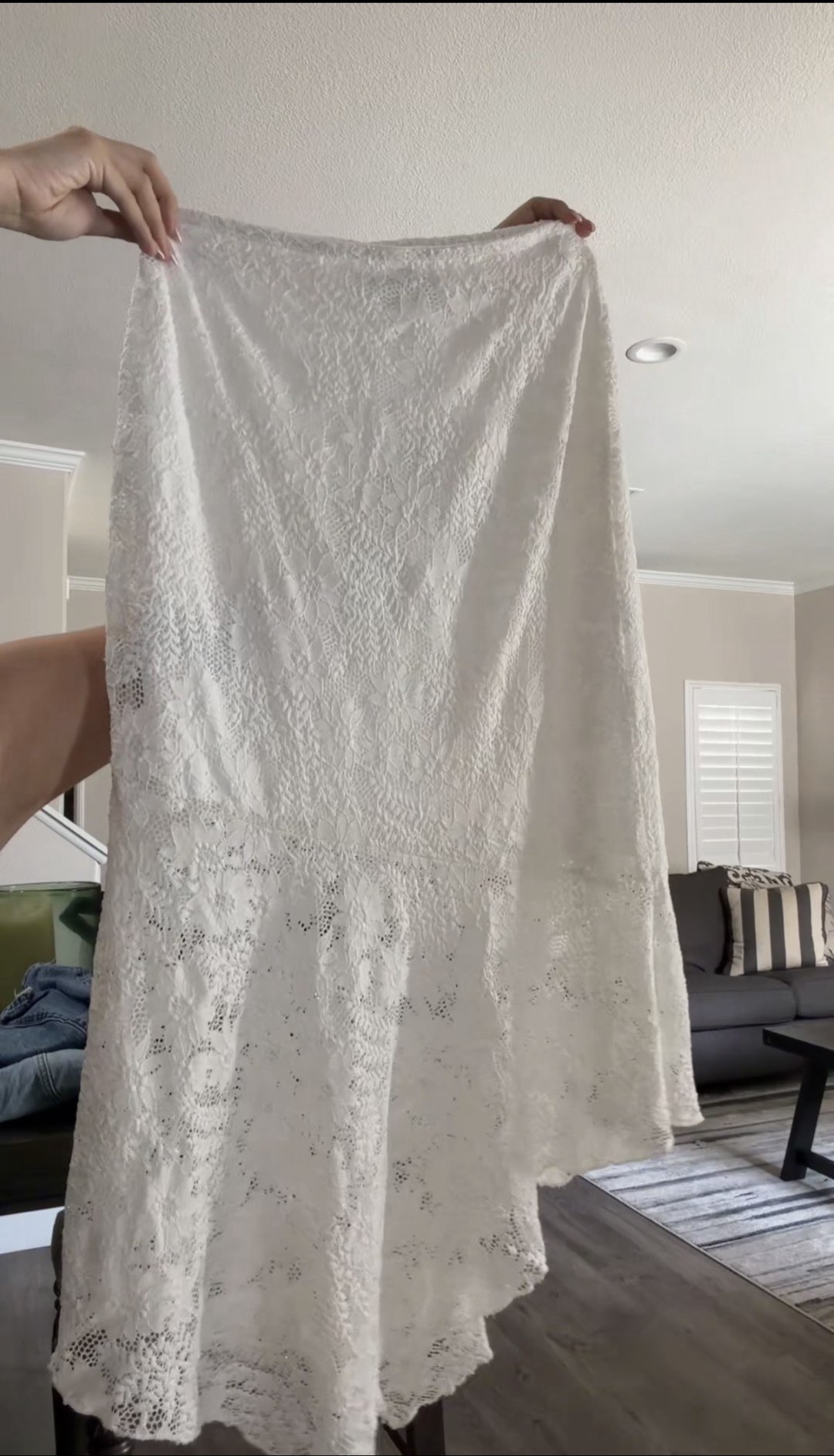 asymmetrical white floral skirt