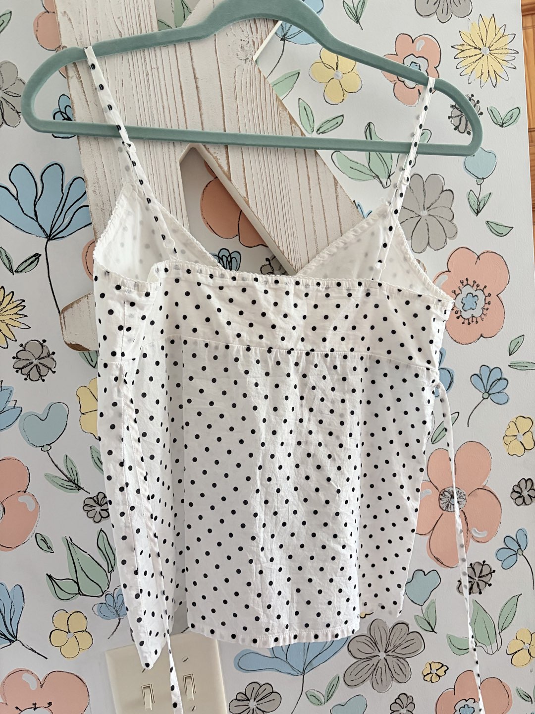 John Galt white and black polka dot top photo 2