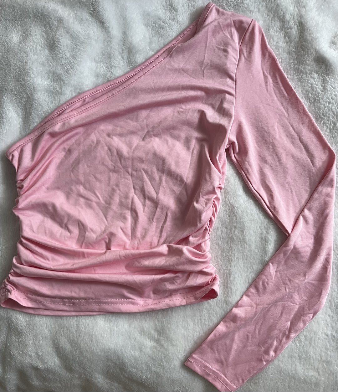 Pink one sleeve top photo 2