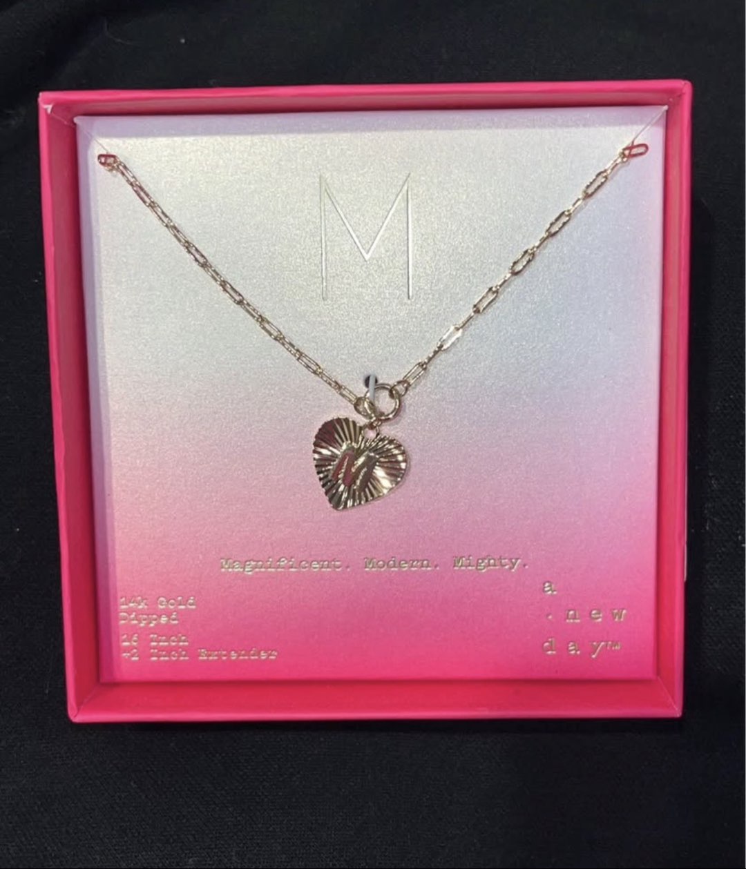 Heart M Initial Necklace