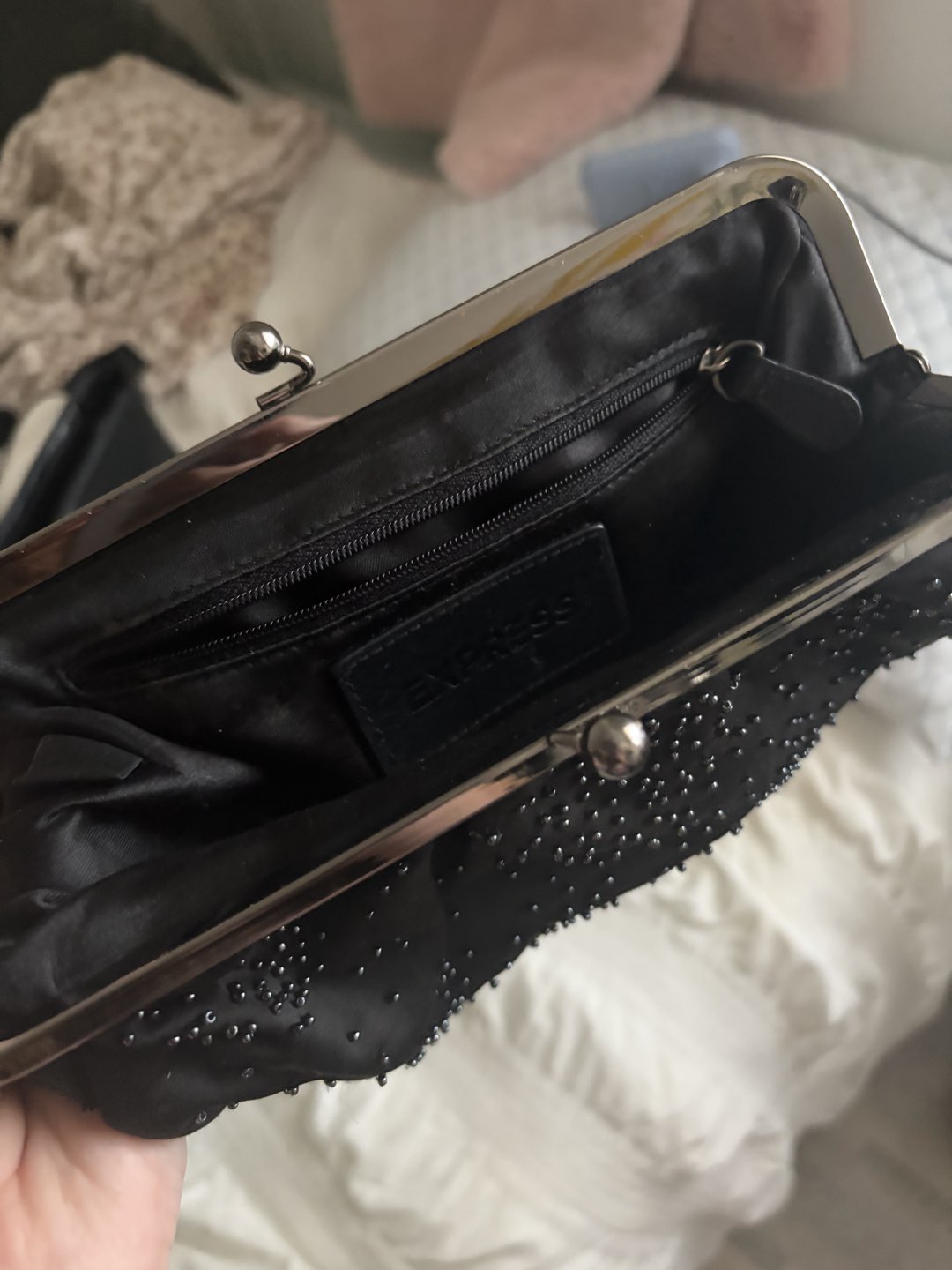 Express black sequin women’s clutch photo 7