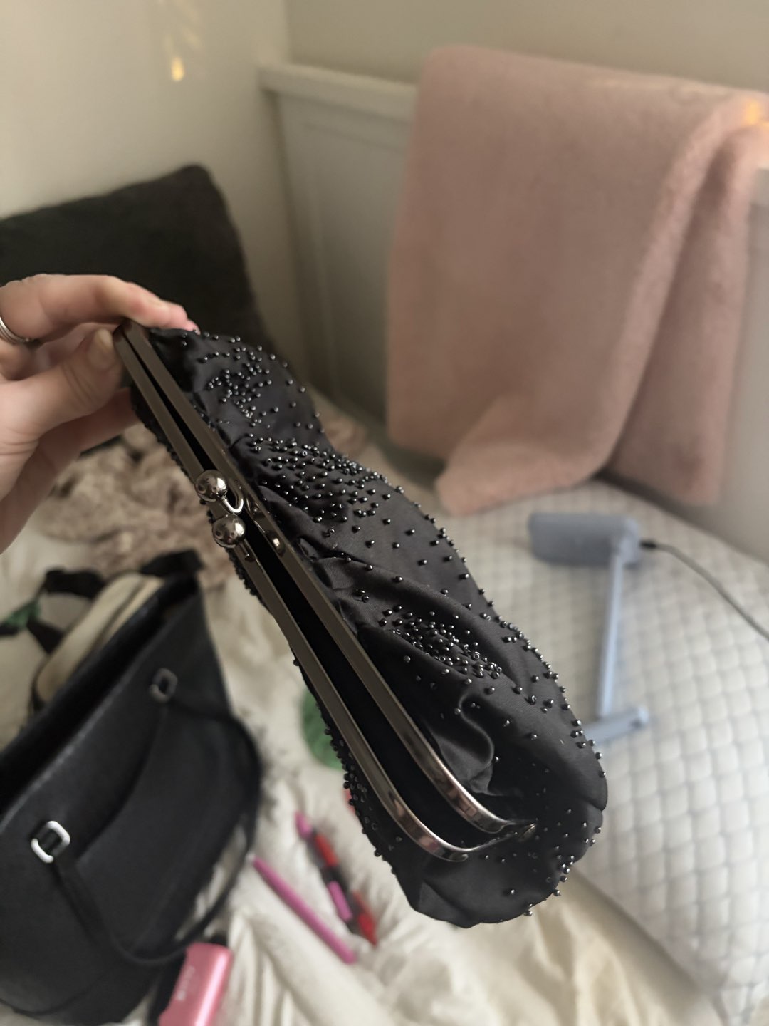 Express black sequin women’s clutch photo 11