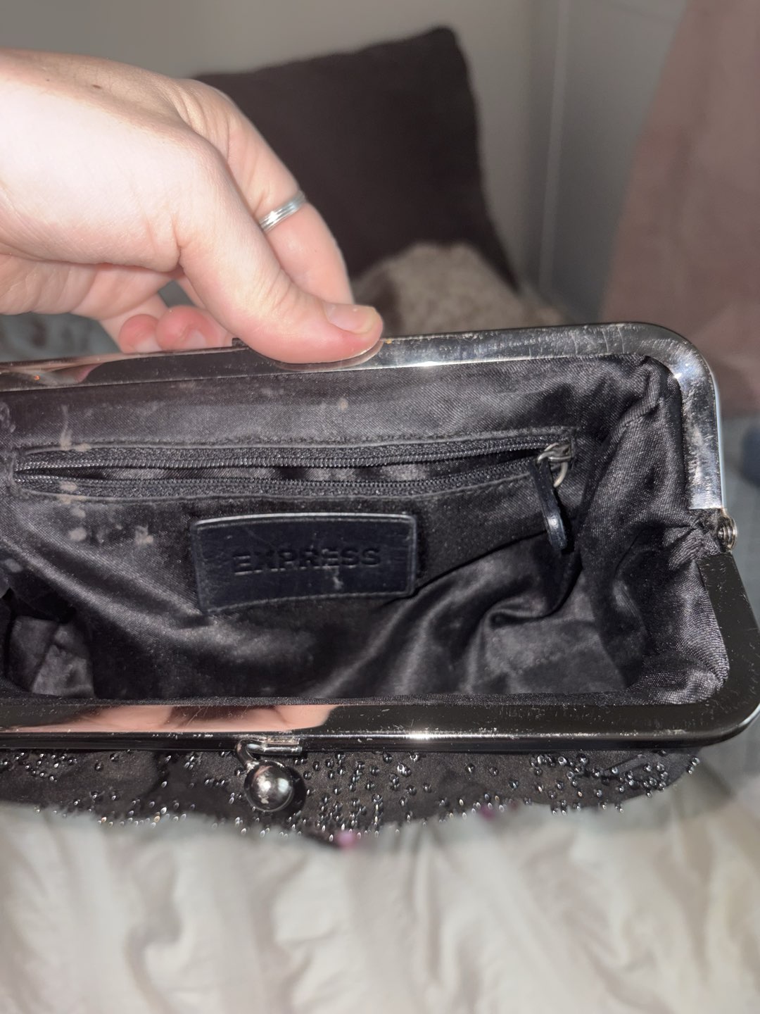 Express black sequin women’s clutch photo 13